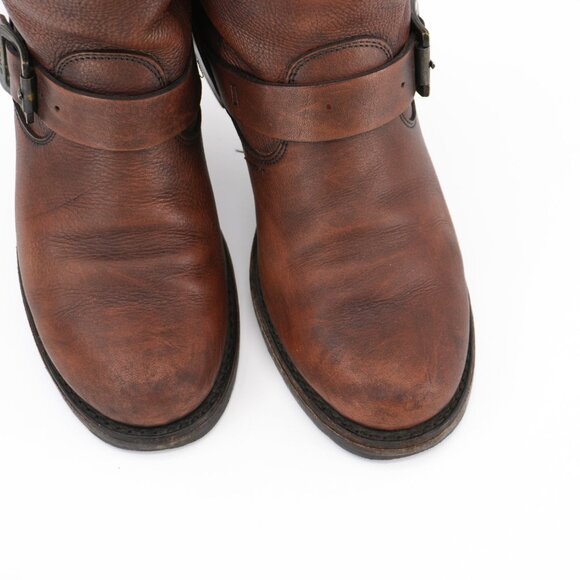 FRYE Harness Boots Size 9 Brown Leather Short Moto Biker VERONICA Booties Sz. 9 - Picture 8 of 10